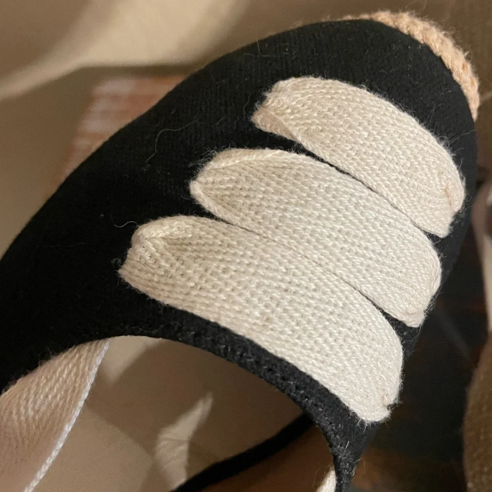 Stylish Black and Cream Espadrilles